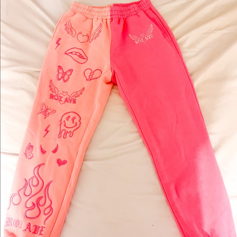RoZ Ave Embroidered Duo Tone Sweatpants